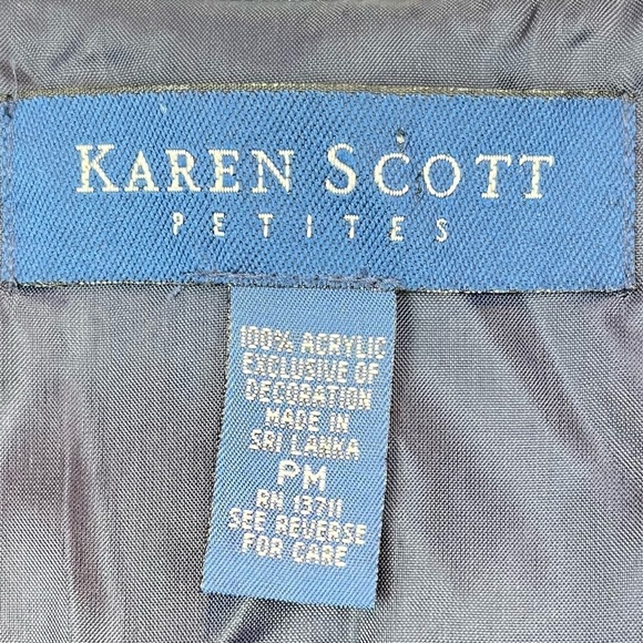 KAREN SCOTT Christmas Holiday Vest Embroidered Snowflakes and Trees Blue MP - Picture 6 of 12